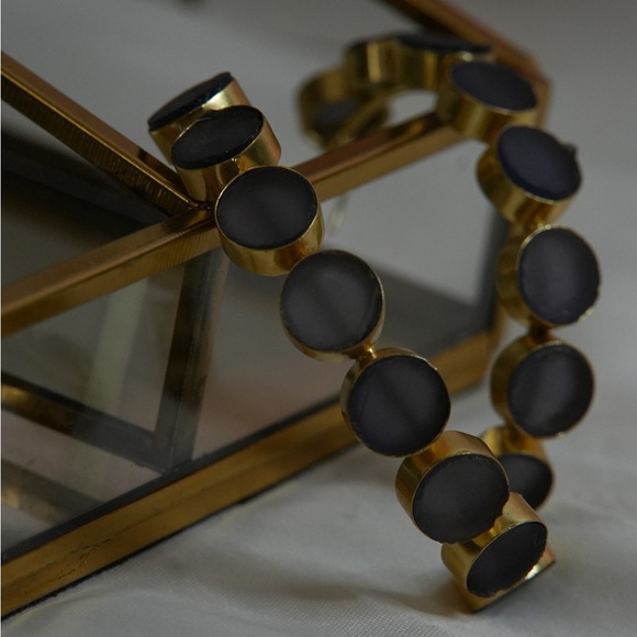 Brand new limited edition zara gold plated brass with raw stone big hoop - Picture 3 of 6
